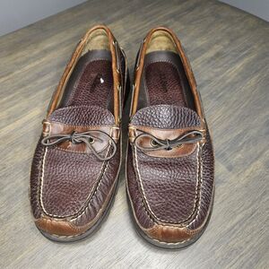 L.L. Bean Mens Brown Leather Allagash Academia Y2K Slip On Loafer Shoes Size 8 D